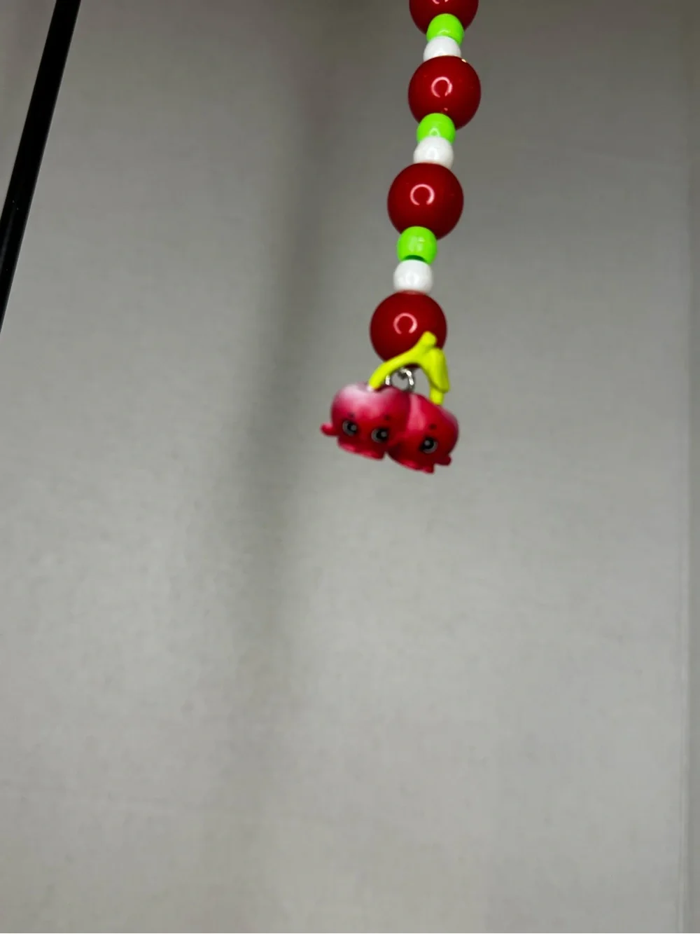 Shopkins Cherry Bead Keychain in Red, Green, White